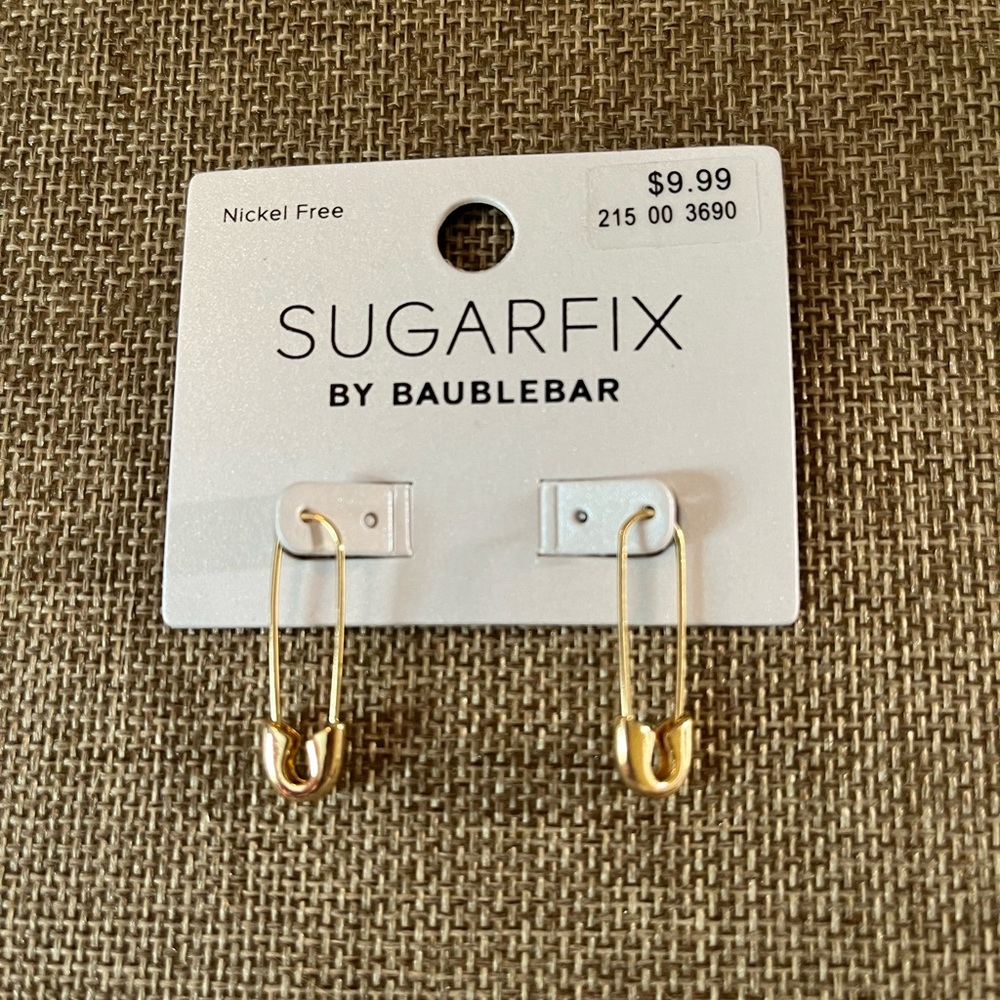 Sugar fix by Baublebar Safety Pin Pierced Earrings in Gold Tone